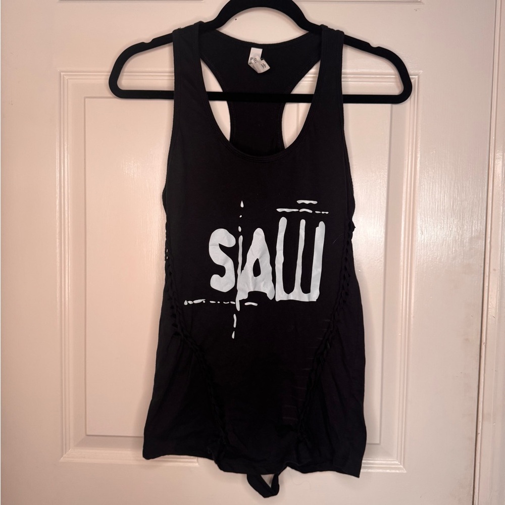 Next Level Apparel Black Saw Tank top with Hand Braided details